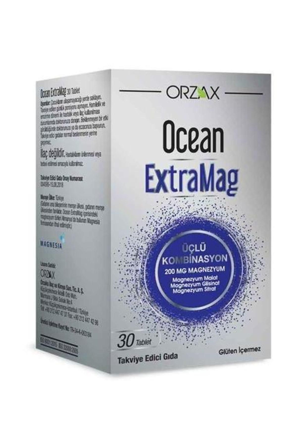 Orzax Ocean ExtraMag Üçlü Kombinasyon Magnezyum Takviye Edici Gıda 30 Tablet