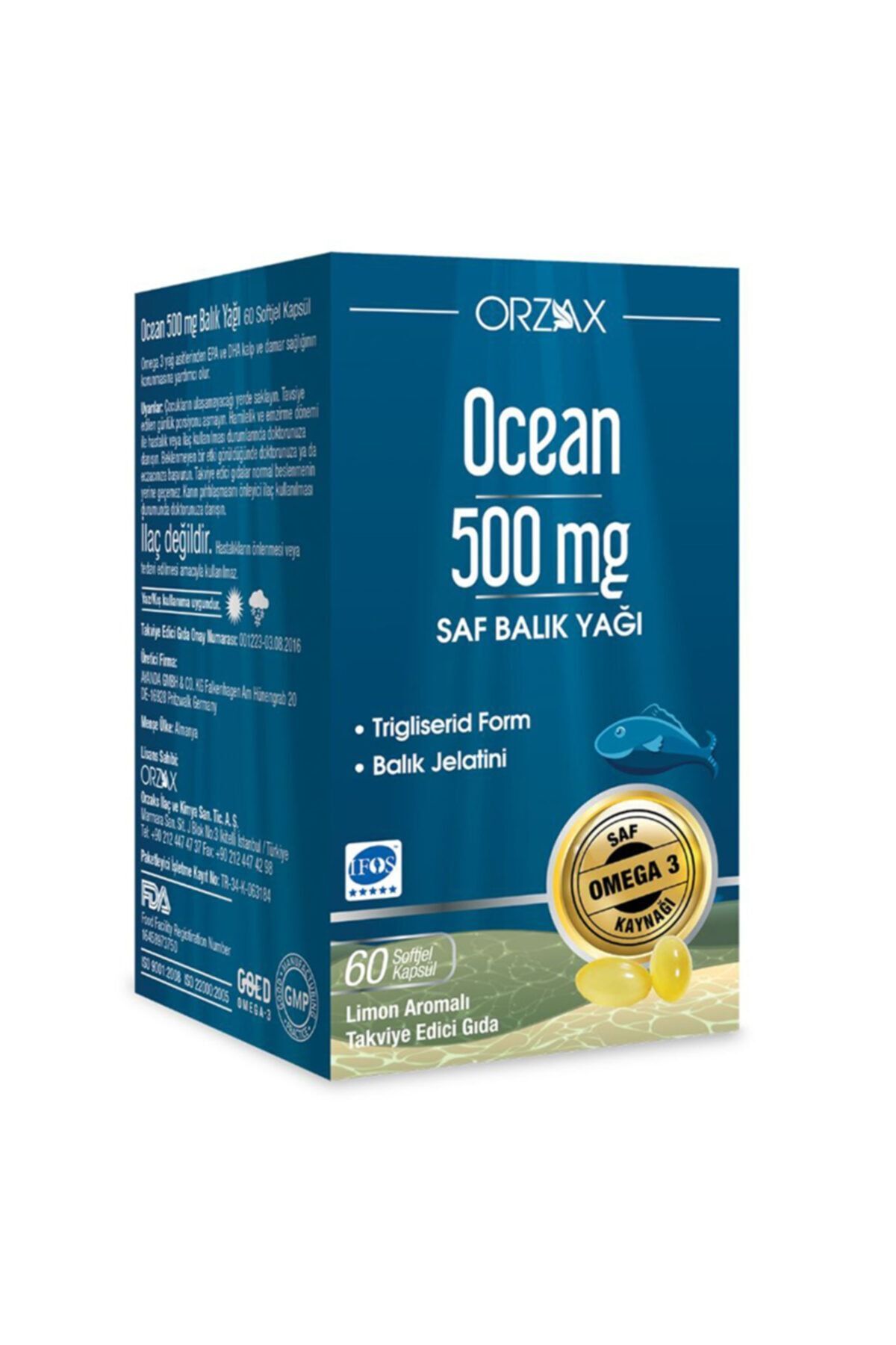 500mg Omega-3 Balık Yağı 60 Kapsül